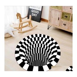 Carpets 3D Home Carpet Black White Stereo Vision Mat Living Room Doormat Table Threensional Sofa Illusion Decoration1 Drop Delivery Dhdou