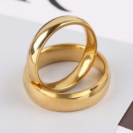 Solitaire Ring Fashion Simple Gold Plated Glossy Classic Couple Banquet Exquisite Jewelry Y2302