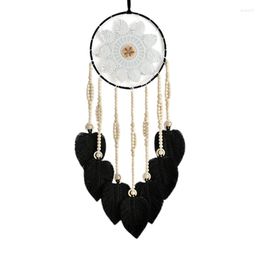 Decorative Figurines Macrame Dream Catcher With Woven Leaves Beads Wall Hanging Car Ornament Home Bedroom Decor Romantic Wedding