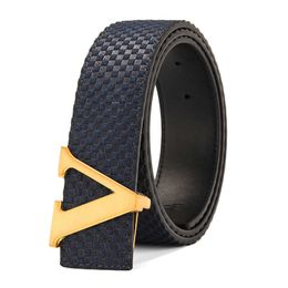 Men Fashion Designer Belt Light Luxury Letter V Smooth Buckle Women Cowhide Belt Youth Business Casual Pants Belt Width 3.8cm