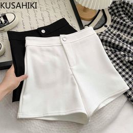 Women's Shorts KUSAHIKI High Waist Causal Wide Leg Suit Womens Spring Autumn New Bottoms Korean Fashion Solid Elegant Short Femininos Y2302