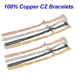 Chains 5pcslot 316 CZ Copper DIY Bracelet Basic Jewellery Bracelets with two loops Finding Supplies Making 230202