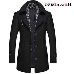 Men's Wool & Blends Coat Men Casual Stylish Woolen Mens Coats Single Button Warm Outwear Overcoat With Scarf Size M-3XL 18627-5 Nadi22