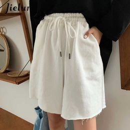 Women's Shorts Jielur Summer New Loose High Waist Slim Sports Women Korean Style Casual Wide-leg Short Female Drawstring Black Y2302