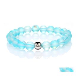 Beaded Strands 8Mm Fashion Design Crystal Glass Natural Flash Stone Bead Bracelet For Women Men Colorf Moonstone Dl Polish Frosted Otbyo