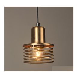 Pendant Lamps Loft Retro Gold Industrial Wind Lamp Iron Cage Cord E27 Lights For Dining Room Bedroom Bar Coffee Restaurant Drop Deli Dhgl0