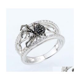 Band Rings Fashion Jewellery Black Spider Ring Zircon Diamond Drop Delivery Dhqnh