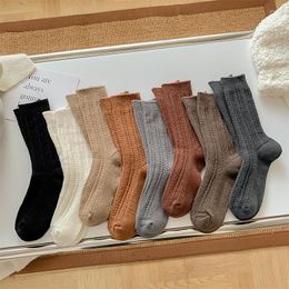 Women Socks Winter Wool Cashmere Thick Warm Long Girls Japanese Fashion Solid Colour Harajuku Vintage Thermal
