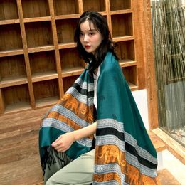 Scarves Nepal Ethical Style Brand Women Scarf Autumn Winter Warm Printing For Lady Shawls And Wraps Fringe Long Bandana