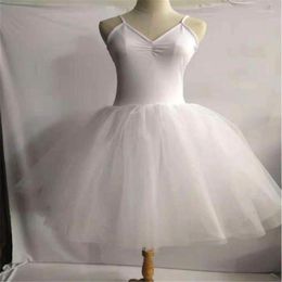 Stage Wear White Black Swan Ballet Costume For Women Adult Child Sleeveless Backless Professional Long Tutu Gymnastics Leotard Girls