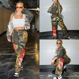 Casual Designer Woman Camouflage Pants Print High Waist Slim Loose Camo Jogger Trousers