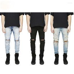 Men's Jeans Denim Street Slim Straight Ripped Men Korean Style High Personality Design Men's Baggy