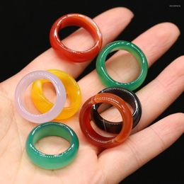 Wedding Rings 1pcs Natural Stone Agates Green Agate Charm Jewelry Trendy Gift For Women Or Girlfriend Width 8mm Inner Diameter 18/20mm