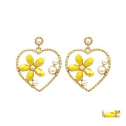 Dangle Chandelier Fashion Jewellery Flower Heart Earrings Faux Pearl Stud Earring Drop Delivery Dhe95