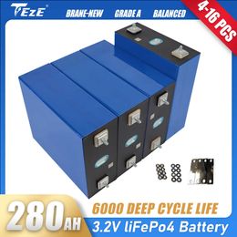 2022 New 3.2V Lifepo4 280Ah Batteri 4-8PCS 12V 24V High Capacity Cell Grade A Lifepo4 Battery RV With Busbars EU US TAX FREE