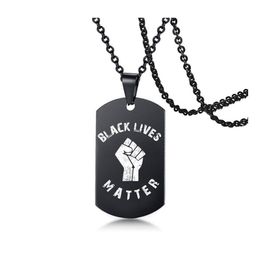 Pendant Necklaces Black Lives Matter Necklace Hiphop Stainless Steel Protest Military Brand Boy Jewellery Gifts Drop Delivery Pendants Othv8