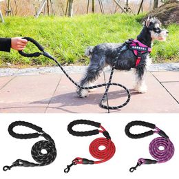 Dog Collars Pet Explosion-proof Okinawa Adjustable Collar Harness Leash Reflective Secure Traction Rope Dogs Cats Products Nylon 1Piece