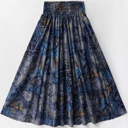 Skirts Floral Female Winter Medium Long Cotton High Waist Thin Autumn Faldas Fashion Clothes For Women