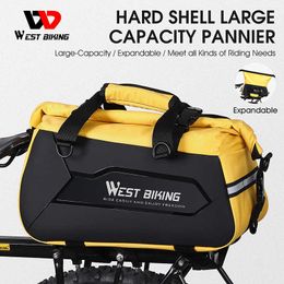 s WEST BIKING Bike Panniers Rear Rack 25L Large Capacity Waterproof Bicycle Saddle Trunk Bag Luggage For Cycling 0201