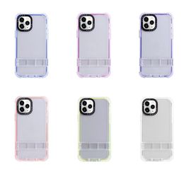 2in1 Bumper Frame Holder Shockproof Cases For Iphone 15 14 Plus Pro Max 13 12 11 8 7 6 Crystal Stand Hard PC Plastic Soft TPU Clear 2 In 1 Hybrid Dual Colour Phone Back Cover