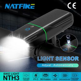 s NATFIRE Sensor Bicycle with Back Red Rear Light USB Rechargeable LED Headlight Bike Front Lamp Flashlight NTH3 0202