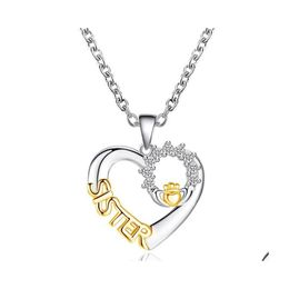 Pendant Necklaces Fashion Jewely Sister Heart Necklace Zircon Collarbone Chain Drop Delivery Jewellery Pendants Dhvca
