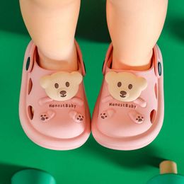 Slipper Beach Shoes Kids Baby Girls Cartoon Bear Anti-collision Toe Non-slip Soft Sole Home Slippers Children Boy Garden Sandal 0203