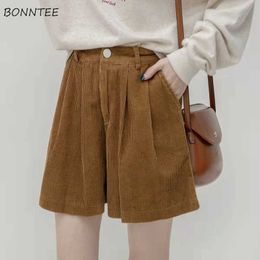 Women's Shorts Women Loose Wide Leg Fashion Retro Casual Vintage Comfortable Harajuku Solid Simple High Waist Teen Femme Autumn Y2302