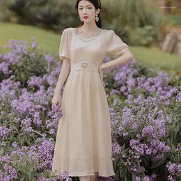 Party Dresses Summer Dress 2023 French Retro Elegant Gentle Style Embroidered Vestidos Fairy Sweet First Love Women