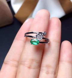 Cluster Rings Natural And Real Emerald Ring 925 Sterling Silver For Men Or Women Engagement Gift