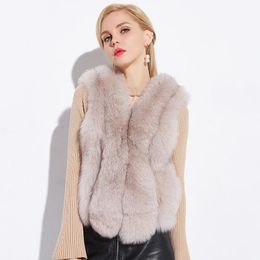 Women's Fur & Faux Real Vest Winter Coat Pink Jacket Clothes Autumn Korean Vests Women Vintage Coats Chaqueta Mujer MY1055Women's Women'sWom