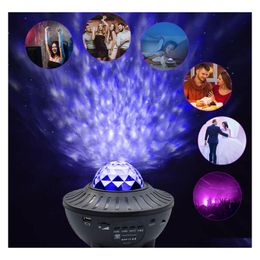 Night Lights Usb Water Pattern Flame Light Bluetooth Music Ocean Star Projector Lamp Laser Drop Delivery Lighting Indoor Dhutz