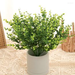 Decorative Flowers Artificial Sandblasting Eucalyptus Water Grass Plastic Fake Plant Home Wedding Garden Balcony Outdoor For Bonsai DIY