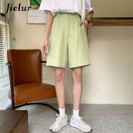 Women's Shorts Jielur Fashion High Waist Casual Knee Length Hot Cool Loose Pockets Suits Solid Color Femme Summer Y2302