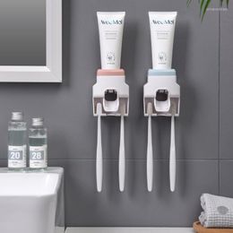 Bath Accessory Set 1PC Wall Mount Automatic Toothpaste Dispenser Bathroom Accessories Waterproof Lazy Squeezer Toothbrush Holder