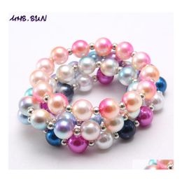 Beaded Strands Rainbow Beaded Bracelets Bangles For Children Colorf Acrylic Bead Kids Bracelet Cartoon Jewelry Accessories Girls Dr Otdzp