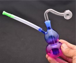 Glass Oil Burner bong Water pipe Pyrex Thick Small Recycler Bubbler Bong MiNi Dab Rigs for Smoking Hookahs with silicone tube