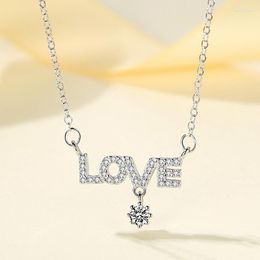 Chains 925 Sterling Silver Letter Love Charm Necklaces & Pendants Choker Necklace For Women Girls Statement Wedding Party Jewellery