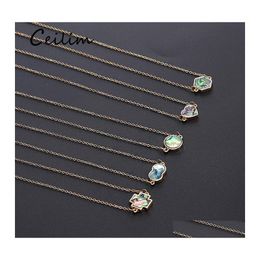 Pendant Necklaces Fashion Infinite Heart Round Cross Hexagons Clavicle Necklace For Women Gold Colour Chain Abalone Shell Party Jewel Otqdk