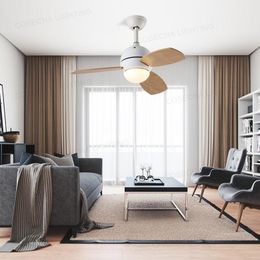 Ceiling Fans Nordic Fan Lamp Simple Log Room Living Household Led Mediterranean Restaurant Children Bedroom