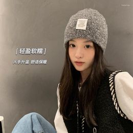 Berets Thicker Grey Knit Hat Ladies Winter Big Head Bib Baggy Pullover Skuilles Cold Street Korean Version Student Beanie