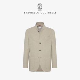 Uomo cappotto di lana di lana brunello cashmere casual giacca cucinelli khaki collare manica lunga manica