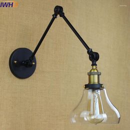 Wall Lamp IWHD Angle Adjustable Wandlamp Iron Antique Sconce Black Loft Style Industrial Vintage Led Beside Glass Arandela
