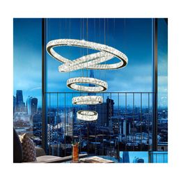 Pendant Lamps Modern Crystal Chandelier Ring Lustre Led Lighting Chandeliers Lights Lamparas Suspension Lampen Drop Delivery Indoor Dhhoc