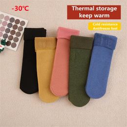 Women Socks Women/Men Winter Warm Thicken Thermal Screw Thread Knit Wool Cashmere Sock Soft Snow Boots Home Non Slip Floor