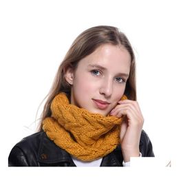 Scarves Autumn Winter Womens Knitted Neck Warm Knit Twist Scarf Neckerchief Drop Delivery Fashion Accessories Hats Gloves Dhezg