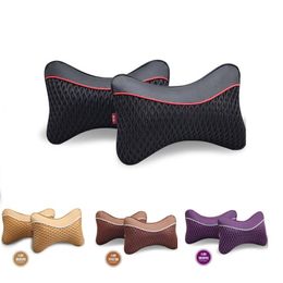 Seat Cushions 2 Pcs Neck Pillow Car Head Support Mesh Fabric And Fibre Leather Resistant Cotton Auto Interior Accessories