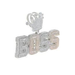 New Design Hip Hop Letter Pendant Jewellery Full Paved 5A Cubic Zirconia CZ Iced Out Bling Letter boss Pendants Necklace