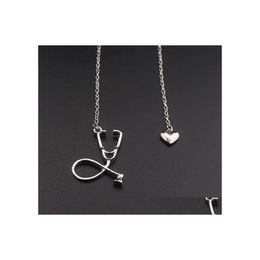 Pendant Necklaces Stethoscope Nurse Chains Doctoral Creative Heart Love Necklace Drop Delivery Jewellery Pendants Dhaf4