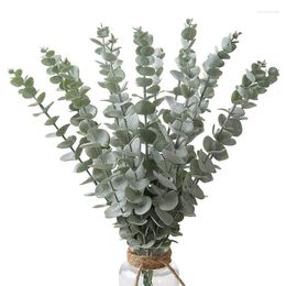 Decorative Flowers 18 Pcs Artificial Eucalyptus Leaves Stems Fake Plastic Plants Grey Green Real Touch Branches For Halloween